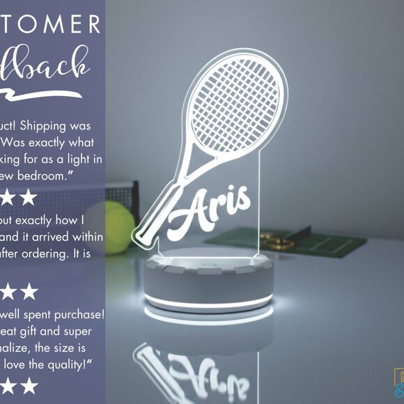 Custom Tennis LED Night Light for Sports-Themed Rooms - Picture 7 of 8